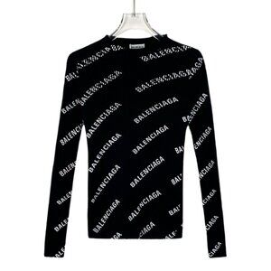 Balenciaga Black Logo Full Print Knit Sweater XS Size 100% Polyamide Italy